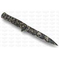 Coltello Grey Skulls in acciaio inox serigrafato