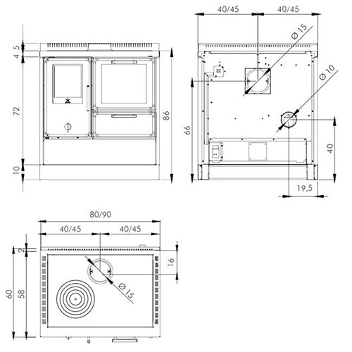 Cucina a Pellet Mia 90 dimensioni ....
