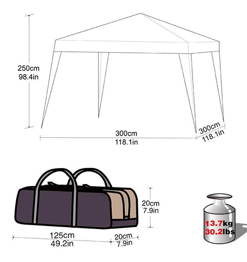 Gazebo Impermeabile KingCamp misure ...