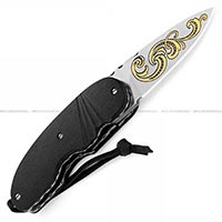 coltello con Lama con Incisione in Oro 24KT