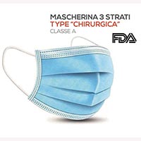 MASCHERINA 3 STRATI CHIRURGICA Classe A CE -FDA