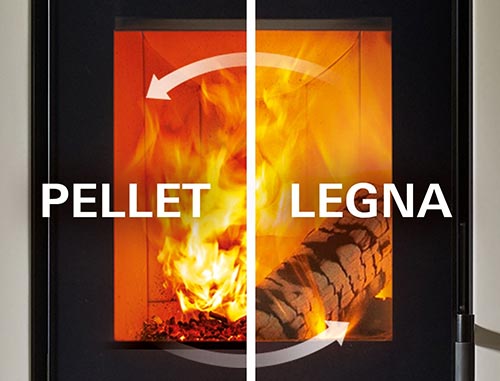 Stufa a Legna e Pellet E228 D funzionamento riscldamento ...