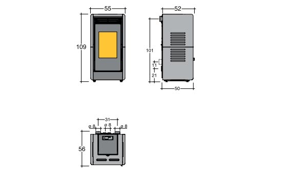 dimensioni delle Stufe a Pellet Luce ...