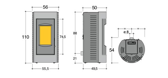 dimensioni della Stufa a Pellet Ring ...