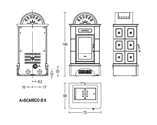 Stufe a Pellet Stubotto dimensioni ...