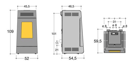 dimensioni della Stufa a Pellet New linea