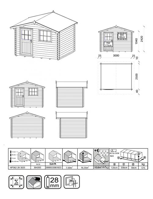 casetta legno di 350 x 250 dimensioni ...