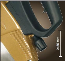 Regolazione micrometrica in altezza del piano superiore della Troncatrice Gold ...