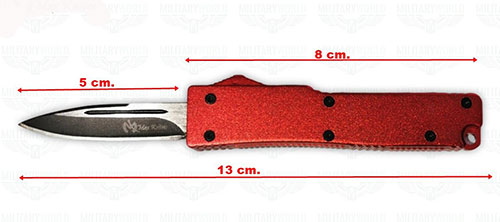 COLTELLO AUTOMATICO A SCATTO FRONTALE LAMA BICOLORE dimensioni ....