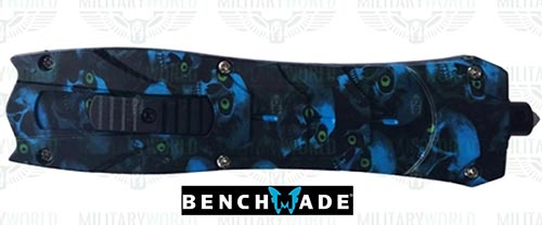 Coltelli a scatto frontale BLUE SKULLS manico ...