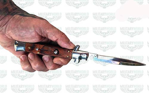 Coltelli a Scatto Manico Palissandro Stiletto Italiano funzionamento apertura ...