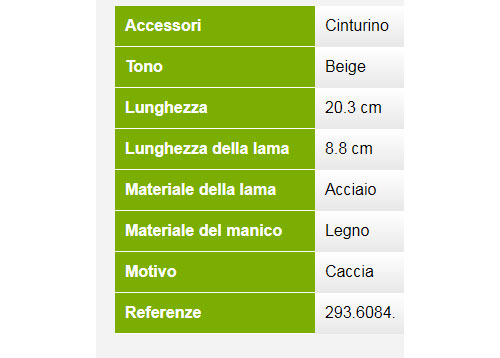 Coltello di caccia da tasca dettagli tecnici ...