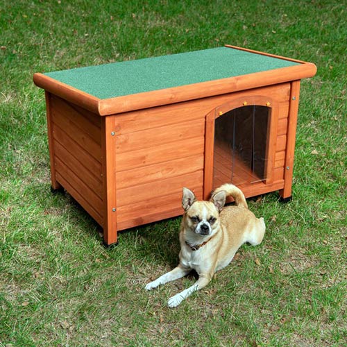 Cuccia per cani Woody con tetto piano funzionamento aperto ...