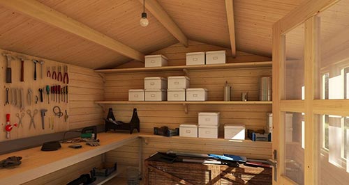 Garage Legno Basculante interno scaffali ...