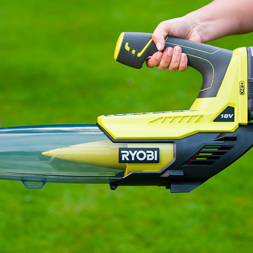 Soffiatore batteria Ryobi OBL18JB impugnatura macchina soffiaggio foglie giardino ...