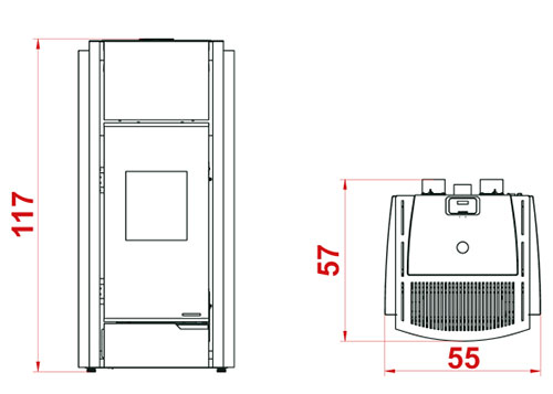 Stufa a pellet Ecofire Julie 9 copertura dimensioni ...