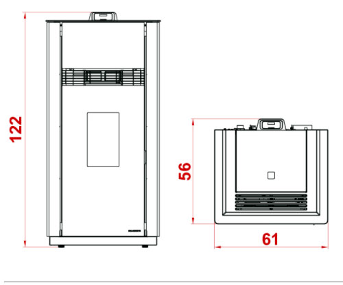 Stufa a pellet Ecofire Wilma Idro 18 dimensioni totali ...