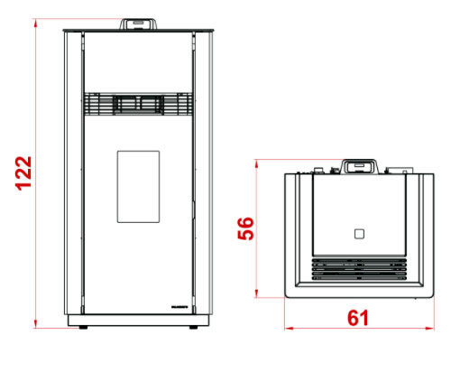 Stufe a pellet Ecofire Wilma Idro dimensioni tecniche ...